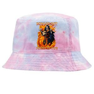 Born To Shit Forced To Wipe Funny Motorbike Skull Riding Tie-Dyed Bucket Hat