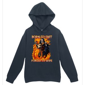 Born To Shit Forced To Wipe Funny Motorbike Skull Riding Urban Pullover Hoodie