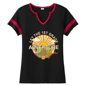 Back To School Let The 1st Grade Adventure Begin Ladies Halftime Notch Neck Tee