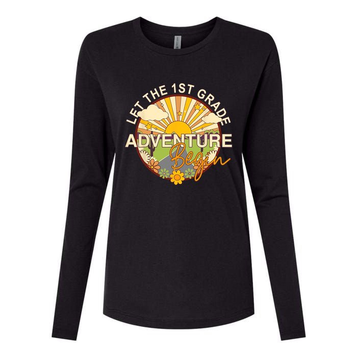 Back To School Let The 1st Grade Adventure Begin Womens Cotton Relaxed Long Sleeve T-Shirt