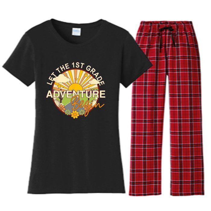 Back To School Let The 1st Grade Adventure Begin Women's Flannel Pajama Set