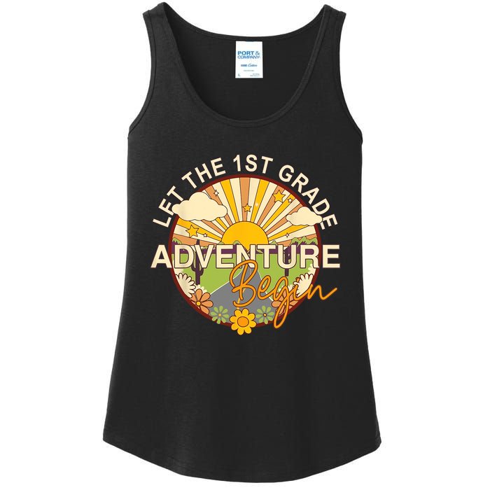 Back To School Let The 1st Grade Adventure Begin Ladies Essential Tank