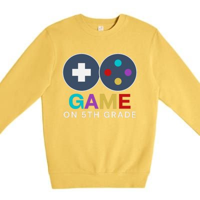 Back To School Game On 5th Grade Funny Gamer Premium Crewneck Sweatshirt