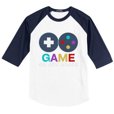 Back To School Game On 5th Grade Funny Gamer Baseball Sleeve Shirt