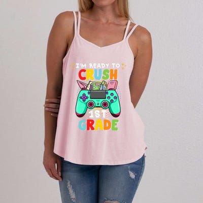 Back To School Im Ready To Crush 1St Grade Video Game Meaningful Gift Women's Strappy Tank