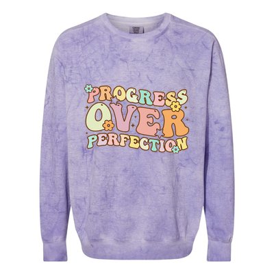 Back To School Progress Over Perfection Motivational Gifts Colorblast Crewneck Sweatshirt