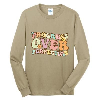 Back To School Progress Over Perfection Motivational Gifts Tall Long Sleeve T-Shirt