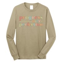 Back To School Progress Over Perfection Vintage Teachers Long Sleeve Shirt