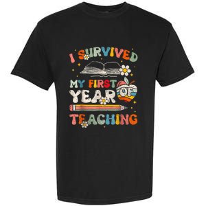 Back To School I Survived My First Year Of Teaching Groovy Garment-Dyed Heavyweight T-Shirt