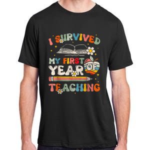 Back To School I Survived My First Year Of Teaching Groovy Adult ChromaSoft Performance T-Shirt