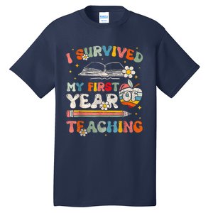 Back To School I Survived My First Year Of Teaching Groovy Tall T-Shirt