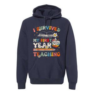 Back To School I Survived My First Year Of Teaching Groovy Premium Hoodie