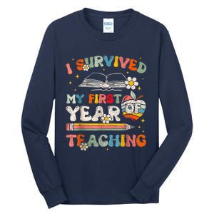 Back To School I Survived My First Year Of Teaching Groovy Tall Long Sleeve T-Shirt