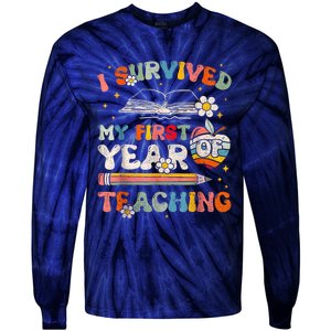 Back To School I Survived My First Year Of Teaching Groovy Tie-Dye Long Sleeve Shirt