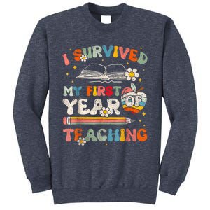 Back To School I Survived My First Year Of Teaching Groovy Sweatshirt