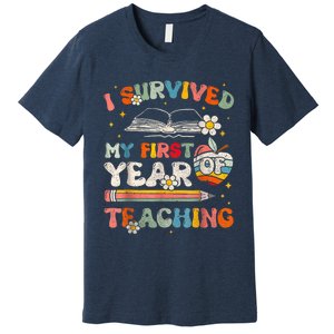 Back To School I Survived My First Year Of Teaching Groovy Premium T-Shirt