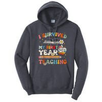 Back To School I Survived My First Year Of Teaching Groovy Tall Hoodie