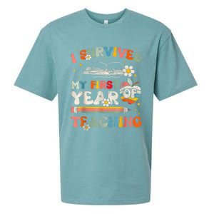 Back To School I Survived My First Year Of Teaching Groovy Sueded Cloud Jersey T-Shirt