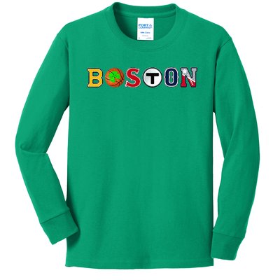 Bawston Townie Sports Kids Long Sleeve Shirt