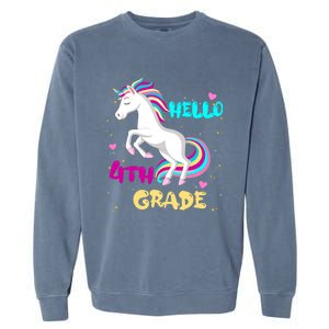 Back To School Unicorn Hello First Day Of Fourth Grade Gift Garment-Dyed Sweatshirt