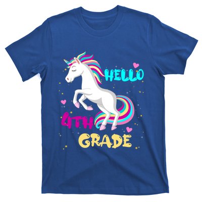 Back To School Unicorn Hello First Day Of Fourth Grade Gift T-Shirt