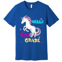 Back To School Unicorn Hello First Day Of Fourth Grade Gift Premium T-Shirt