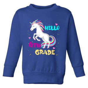 Back To School Unicorn Hello First Day Of Fourth Grade Gift Toddler Sweatshirt