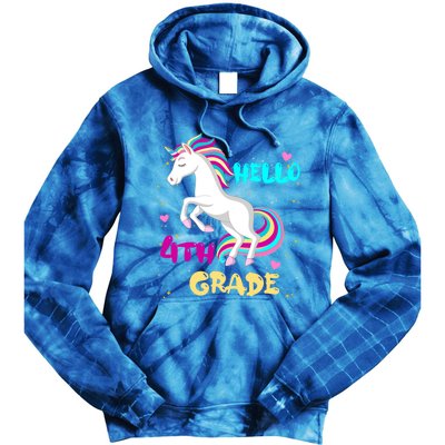 Back To School Unicorn Hello First Day Of Fourth Grade Gift Tie Dye Hoodie