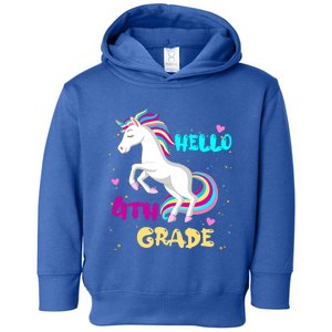 Back To School Unicorn Hello First Day Of Fourth Grade Gift Toddler Hoodie