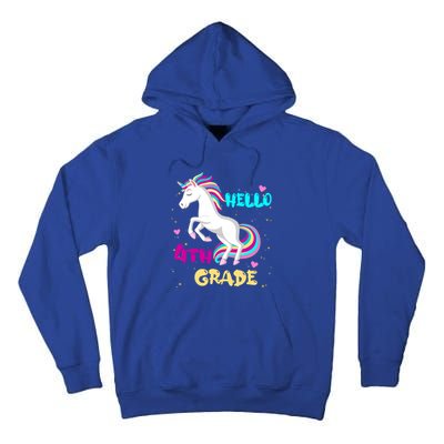 Back To School Unicorn Hello First Day Of Fourth Grade Gift Tall Hoodie