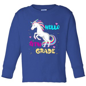 Back To School Unicorn Hello First Day Of Fourth Grade Gift Toddler Long Sleeve Shirt