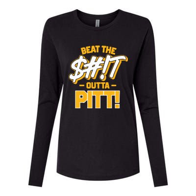 Beat The Shit Outta Pitt West Virginia Womens Cotton Relaxed Long Sleeve T-Shirt