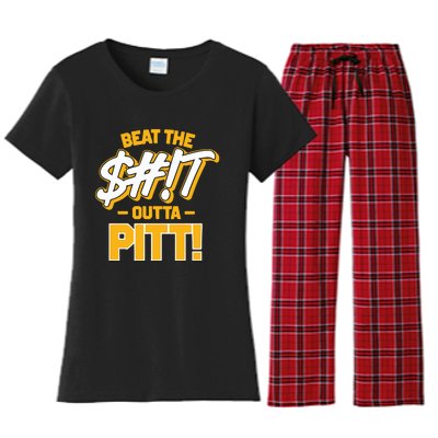 Beat The Shit Outta Pitt West Virginia Women's Flannel Pajama Set