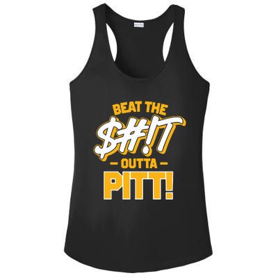 Beat The Shit Outta Pitt West Virginia Ladies PosiCharge Competitor Racerback Tank