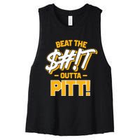 Beat The Shit Outta Pitt West Virginia Women's Racerback Cropped Tank