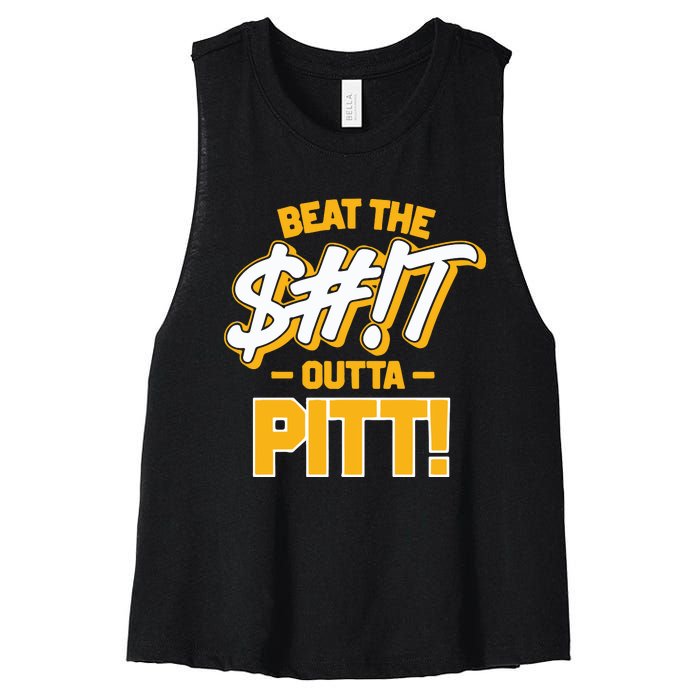 Beat The Shit Outta Pitt West Virginia Women's Racerback Cropped Tank