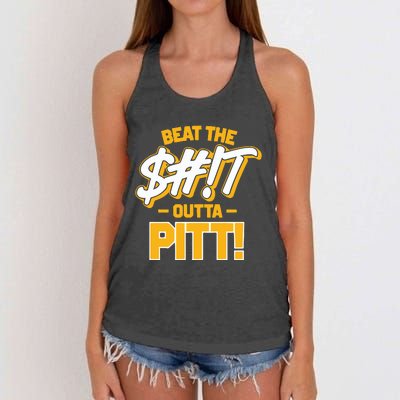 Beat The Shit Outta Pitt West Virginia Women's Knotted Racerback Tank