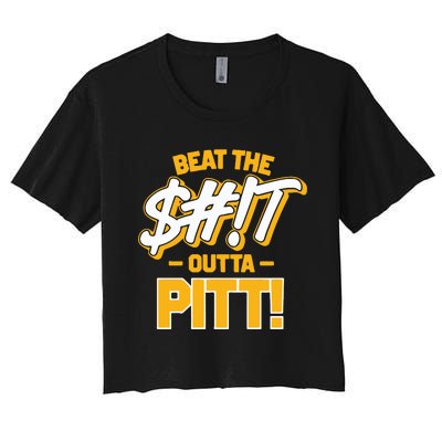 Beat The Shit Outta Pitt West Virginia Women's Crop Top Tee