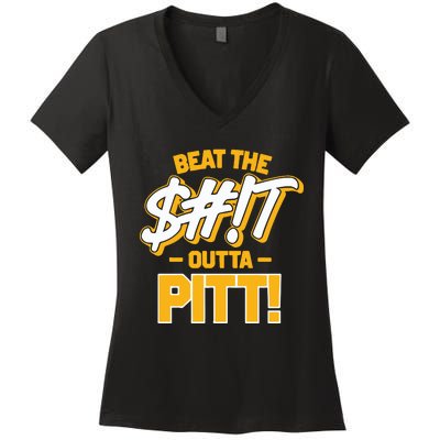 Beat The Shit Outta Pitt West Virginia Women's V-Neck T-Shirt