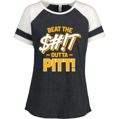 Beat The Shit Outta Pitt West Virginia Enza Ladies Jersey Colorblock Tee