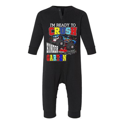 Back To School Monster Truck Crush Kindergarten Autism Gift Infant Fleece One Piece