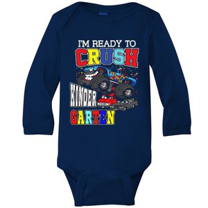 Back To School Monster Truck Crush Kindergarten Autism Gift Baby Long Sleeve Bodysuit