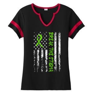 Break The Stigma Green Mental Health Awareness Ladies Halftime Notch Neck Tee