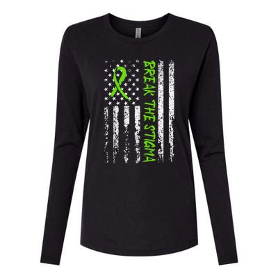 Break The Stigma Green Mental Health Awareness Womens Cotton Relaxed Long Sleeve T-Shirt