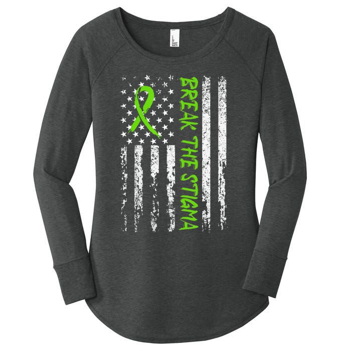 Break The Stigma Green Mental Health Awareness Women's Perfect Tri Tunic Long Sleeve Shirt