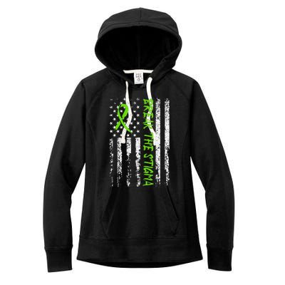 Break The Stigma Green Mental Health Awareness Women's Fleece Hoodie