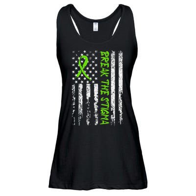 Break The Stigma Green Mental Health Awareness Ladies Essential Flowy Tank