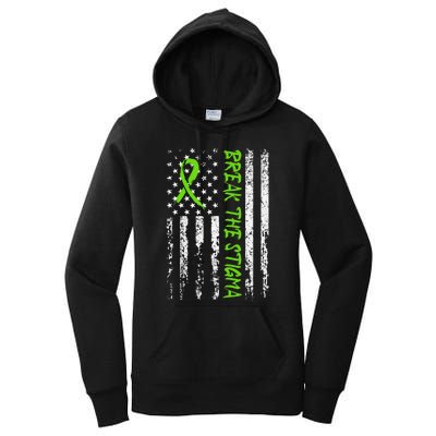 Break The Stigma Green Mental Health Awareness Women's Pullover Hoodie