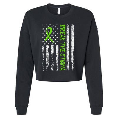 Break The Stigma Green Mental Health Awareness Cropped Pullover Crew