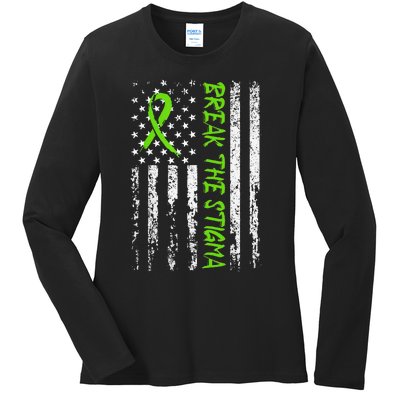 Break The Stigma Green Mental Health Awareness Ladies Long Sleeve Shirt